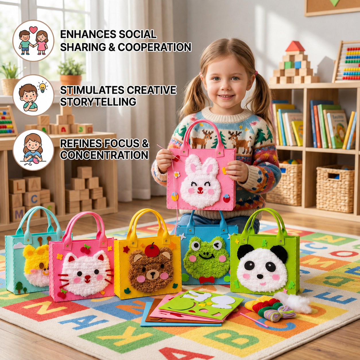 Kids DIY Plush Tote Bag Craft Kit