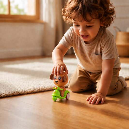Press & Go Animal Motorcycle Toy – Cute Hide-and-Seek Character Car