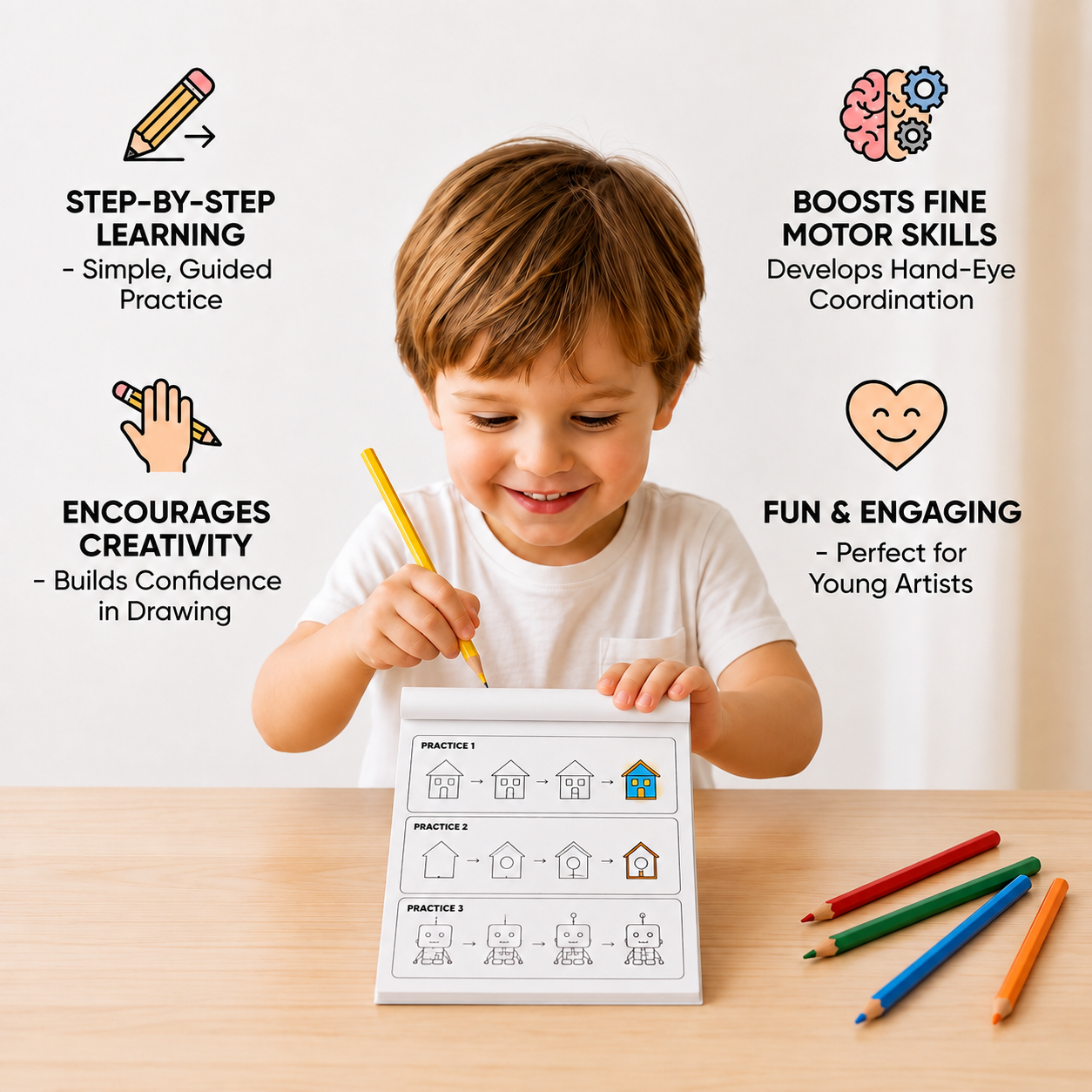 Montessori How to Draw Activity Book – Step-by-Step Learning & Drawing Practice