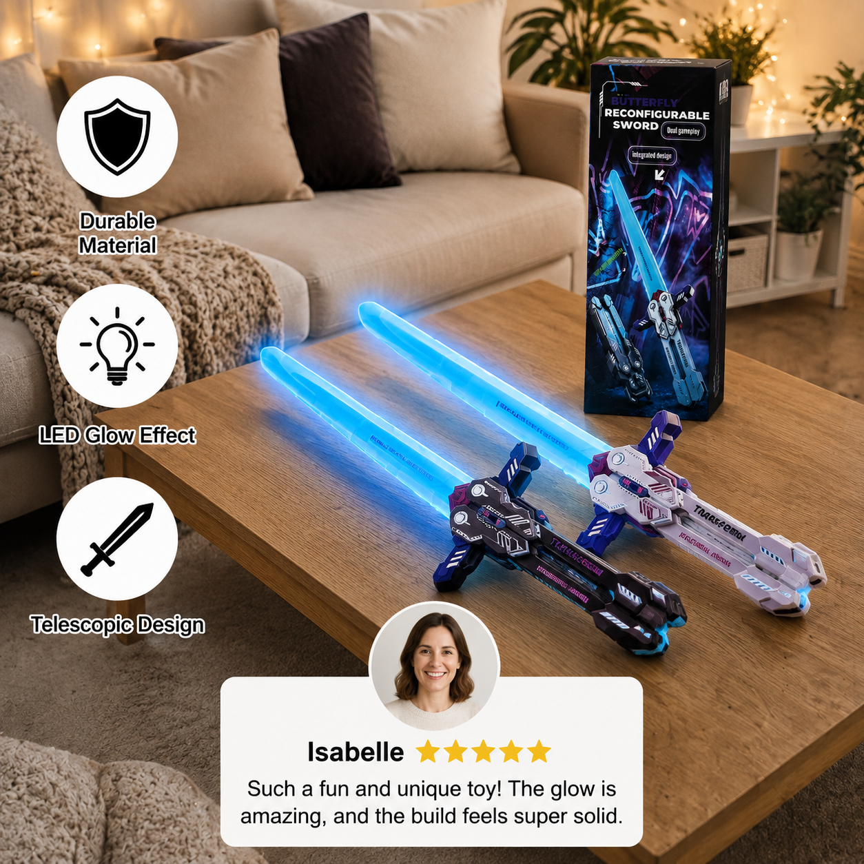 Glowing Telescopic Butterfly Sword Toy