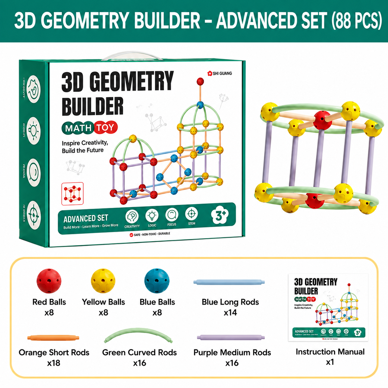 3D Geometry Building Kit – Educational Construction & Spatial Learning Toy