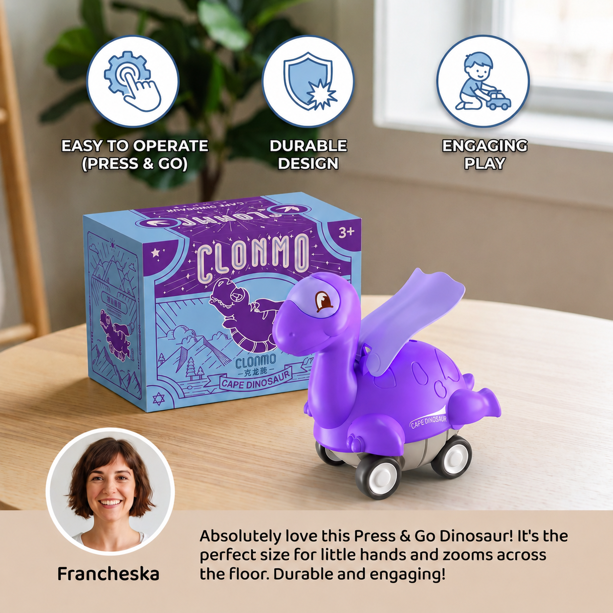 Press & Go Dinosaur Cars – Rolling Dinosaur Toys for Kids