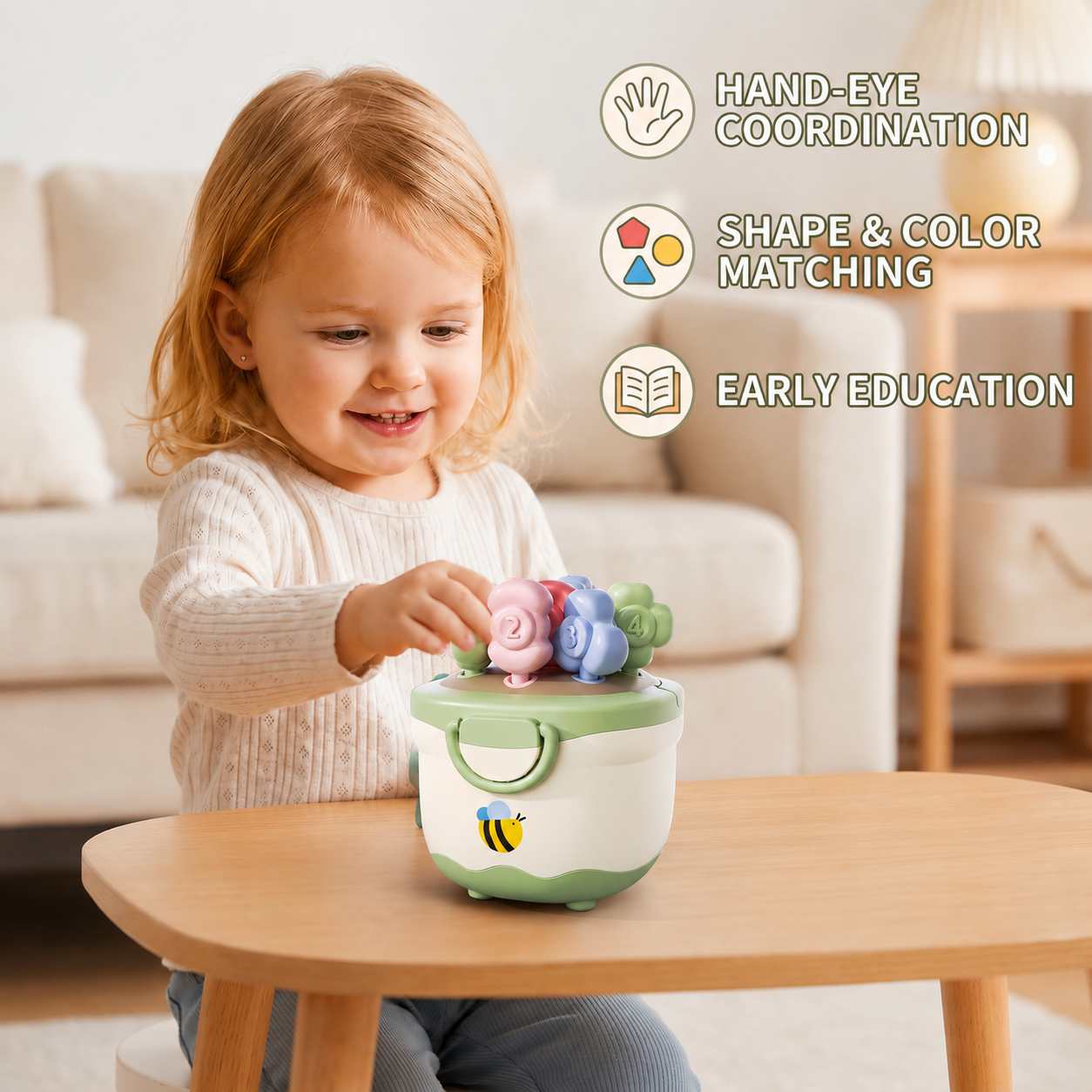 Montessori Flower Pot Color & Number Matching Learning Game