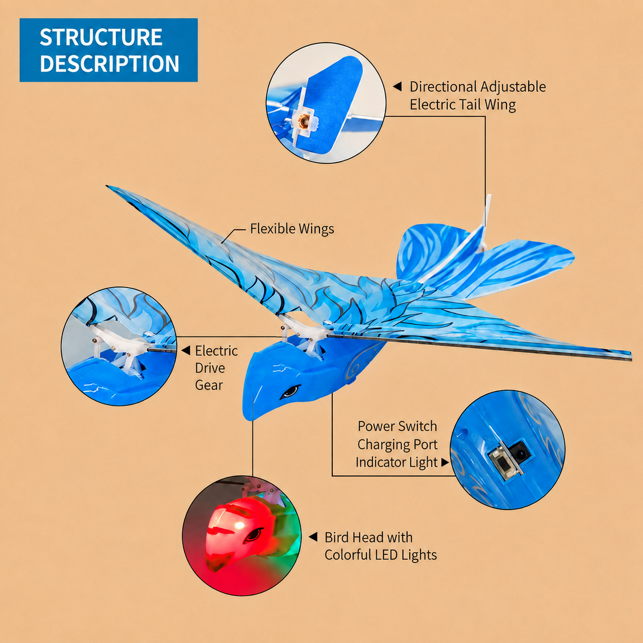 Remote Control Flapping-Wing Flying Bird Toy for Kids
