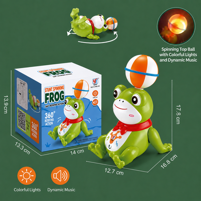 Interactive Ball-Balancing Frog Toy with Lights, Music & 360° Rotation