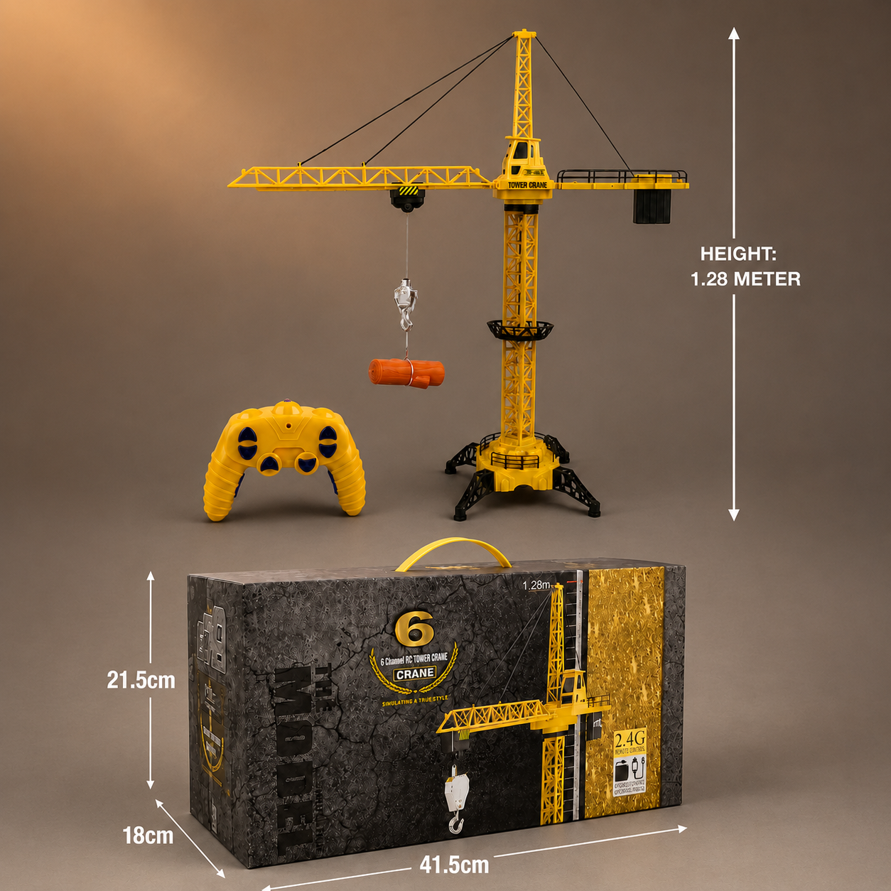 Remote Control Tower Crane – 360° Rotating Construction Toy with Lifting Function