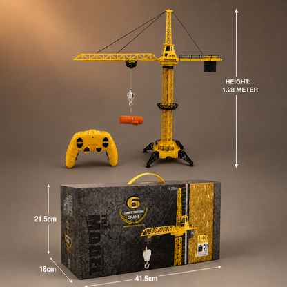 Remote Control Tower Crane – 360° Rotating Construction Toy with Lifting Function