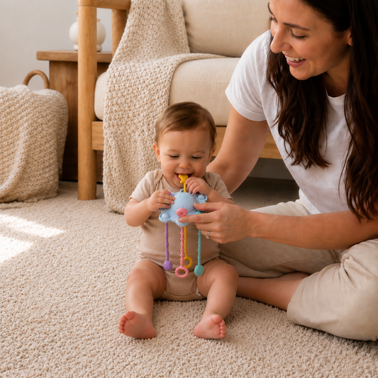 Montessori Sensory Pull & Explore Teething Toy – Silicone Pull Cord for Tactile Learning & Gum Relief