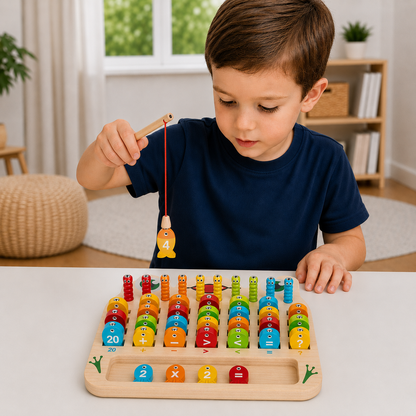 Wooden Magnetic Fishing Game – Alphabet, Math & Fine Motor Skills Learning Toy for Kids