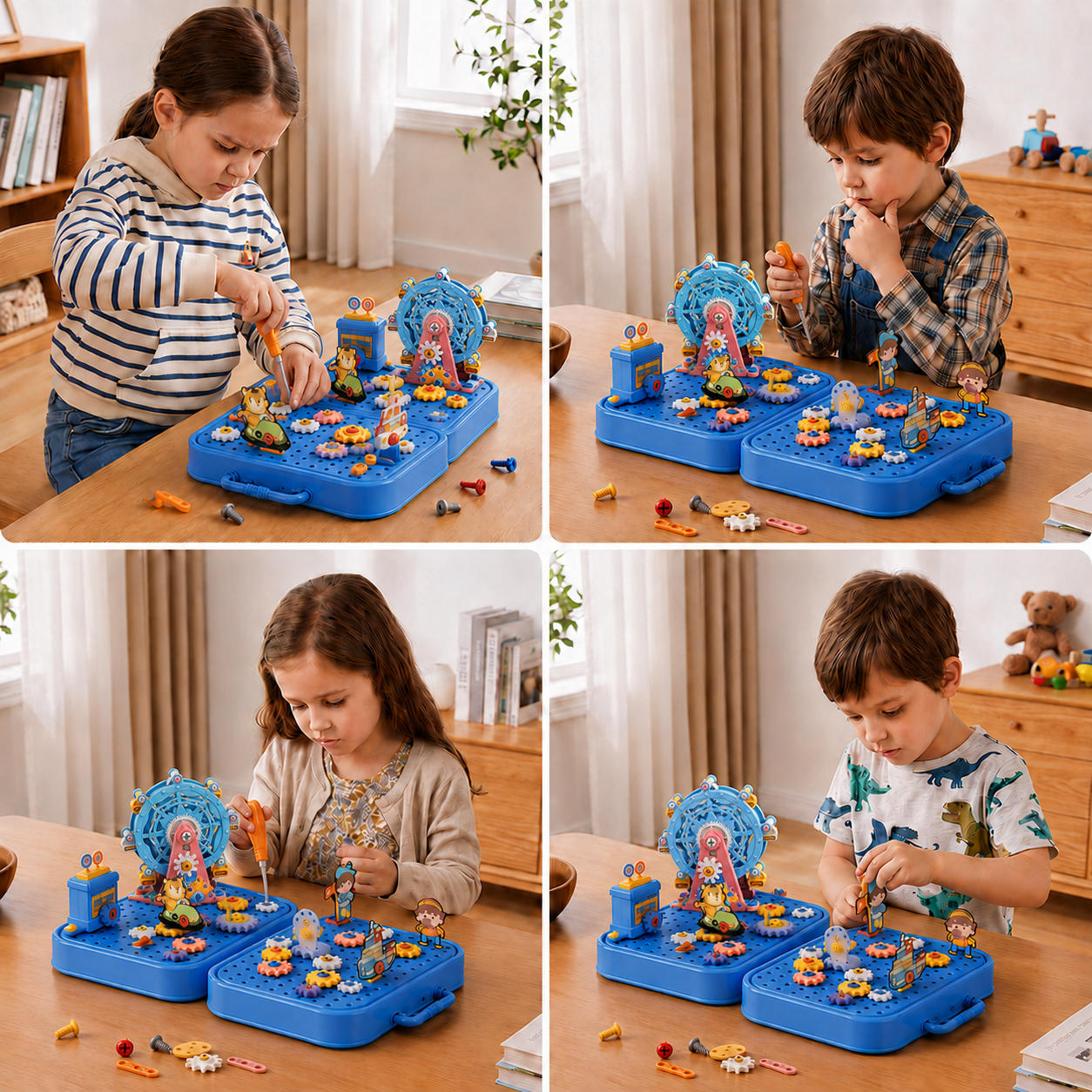 DIY Kids Engineering Tool Box with Building Board, Ferris Wheel & Electric Drill