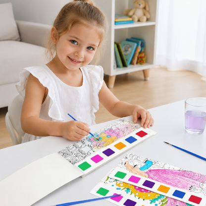 All-in-One Watercolour Painting Book with Built-In Paint & Brush