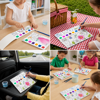 All-in-One Watercolour Painting Book with Built-In Paint & Brush