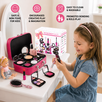 Make-up Play Set for Girls – Safe Kids Cosmetic Set with Practical Bag