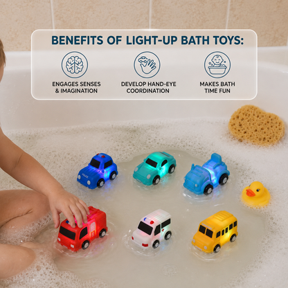 Light-Up Bath Toy Car Set – Water-Activated Baby Bath Toys