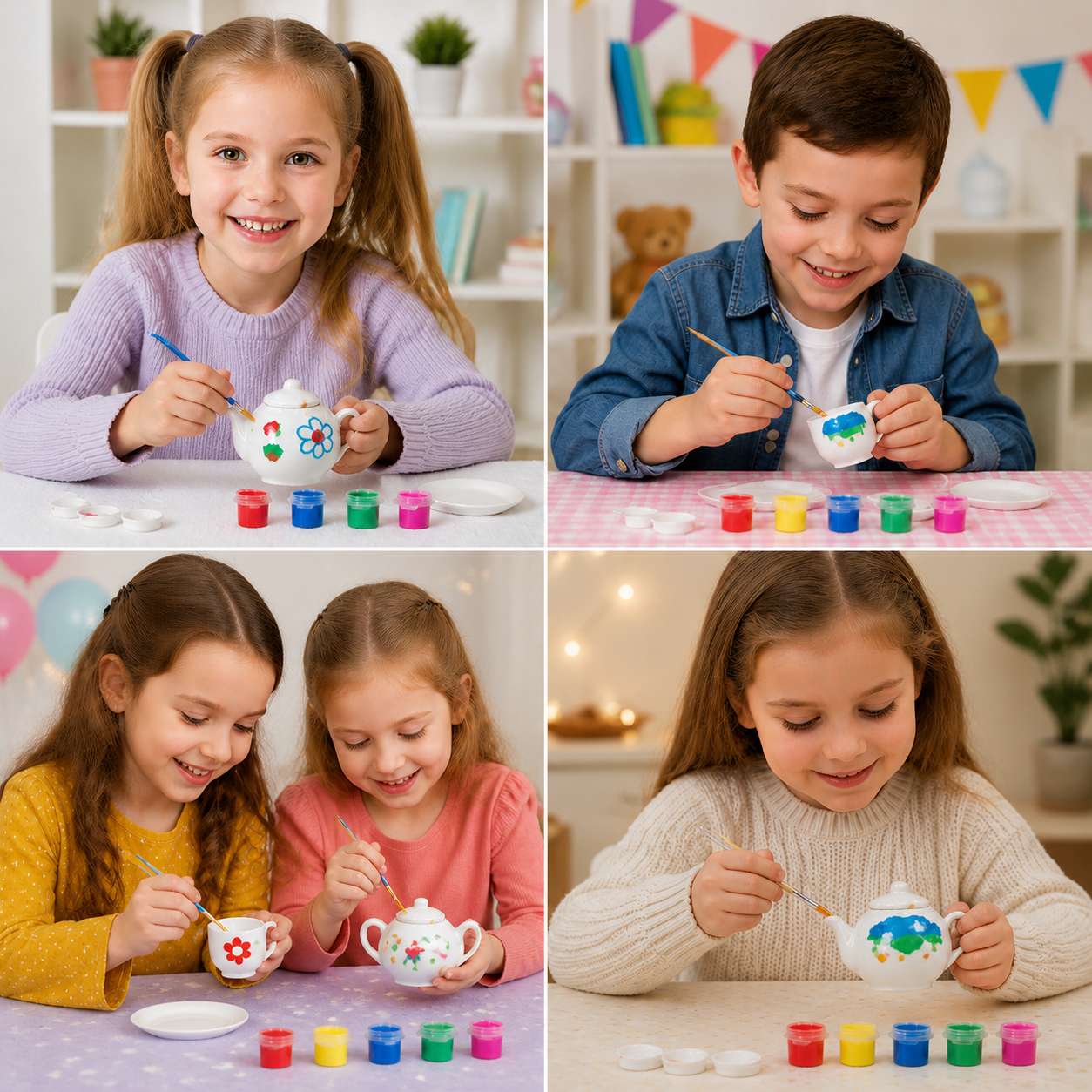 DIY Ceramic Tea Set Painting Kit for Kids