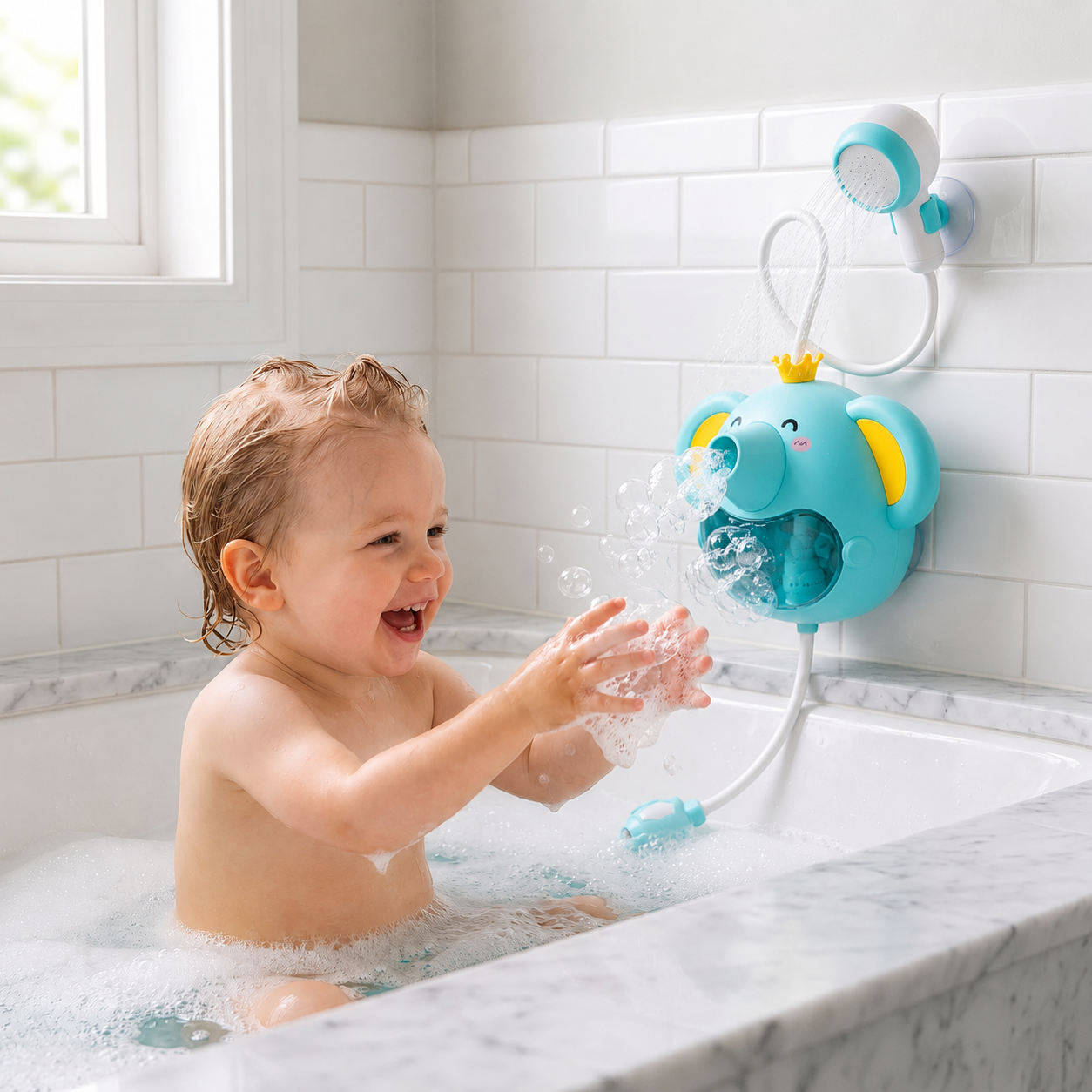 Musical Elephant Bubble Bath Toy with Shower Head