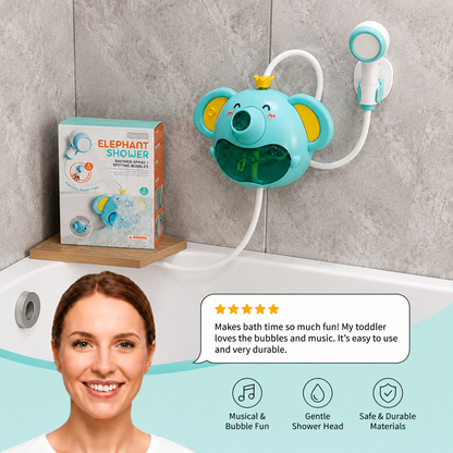 Musical Elephant Bubble Bath Toy with Shower Head