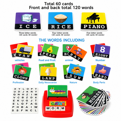 Interactive Spelling & Word Matching Game – Preschool Literacy Learning Toy with Picture Cards & Letter Tiles