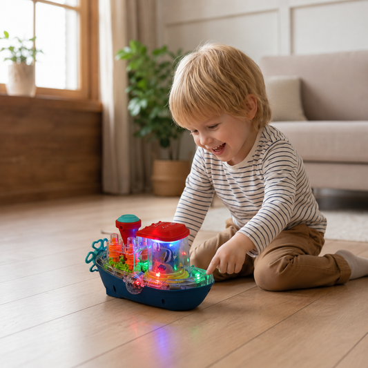 Light-Up Gear Boat – Musical Electric Toy Boat for Kids