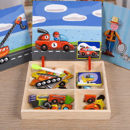 Magnetic Wooden Dress-Up & Matching Puzzle Board – Creative Learning Toy