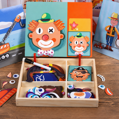 Magnetic Wooden Dress-Up & Matching Puzzle Board – Creative Learning Toy