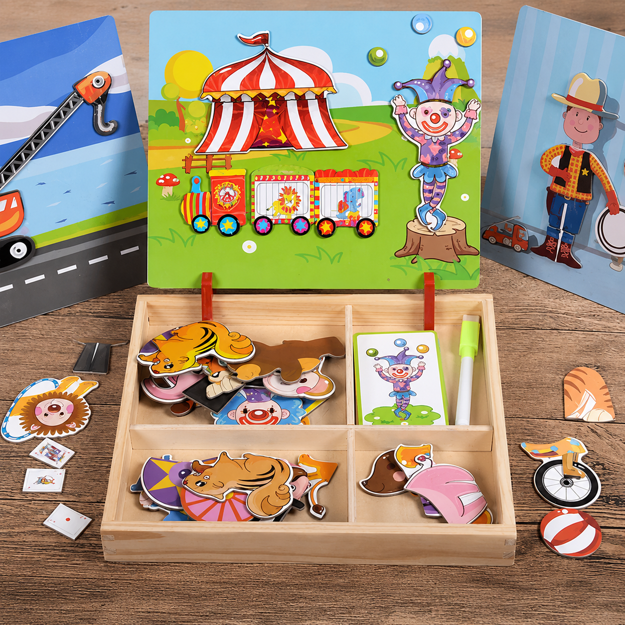 Magnetic Wooden Dress-Up & Matching Puzzle Board – Creative Learning Toy