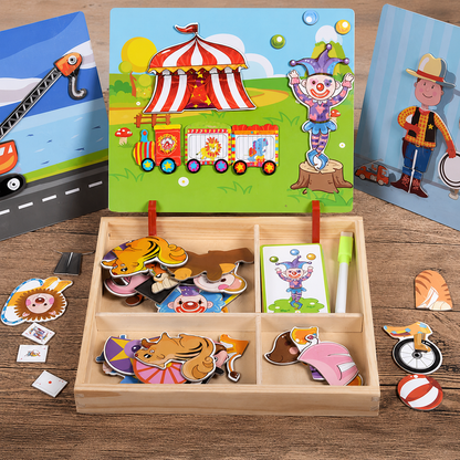 Magnetic Wooden Dress-Up & Matching Puzzle Board – Creative Learning Toy