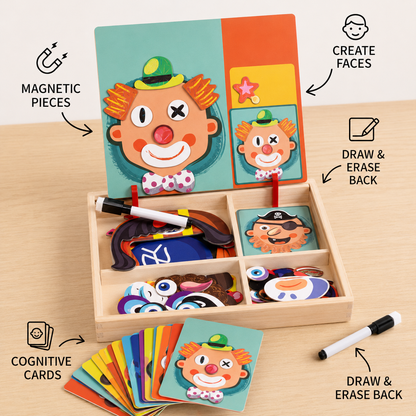 Magnetic Wooden Dress-Up & Matching Puzzle Board – Creative Learning Toy
