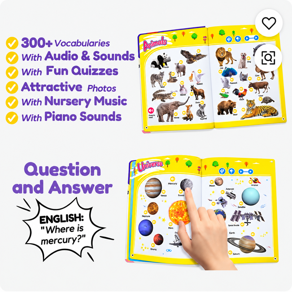 Talking English learning book for children