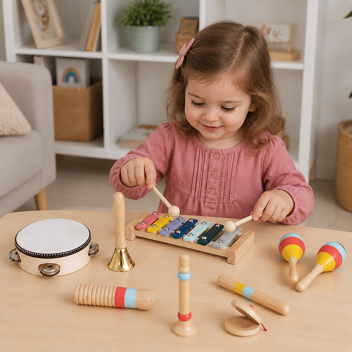 Wooden Musical Instrument Set – Montessori Percussion & Rhythm Learning Toys for Kids