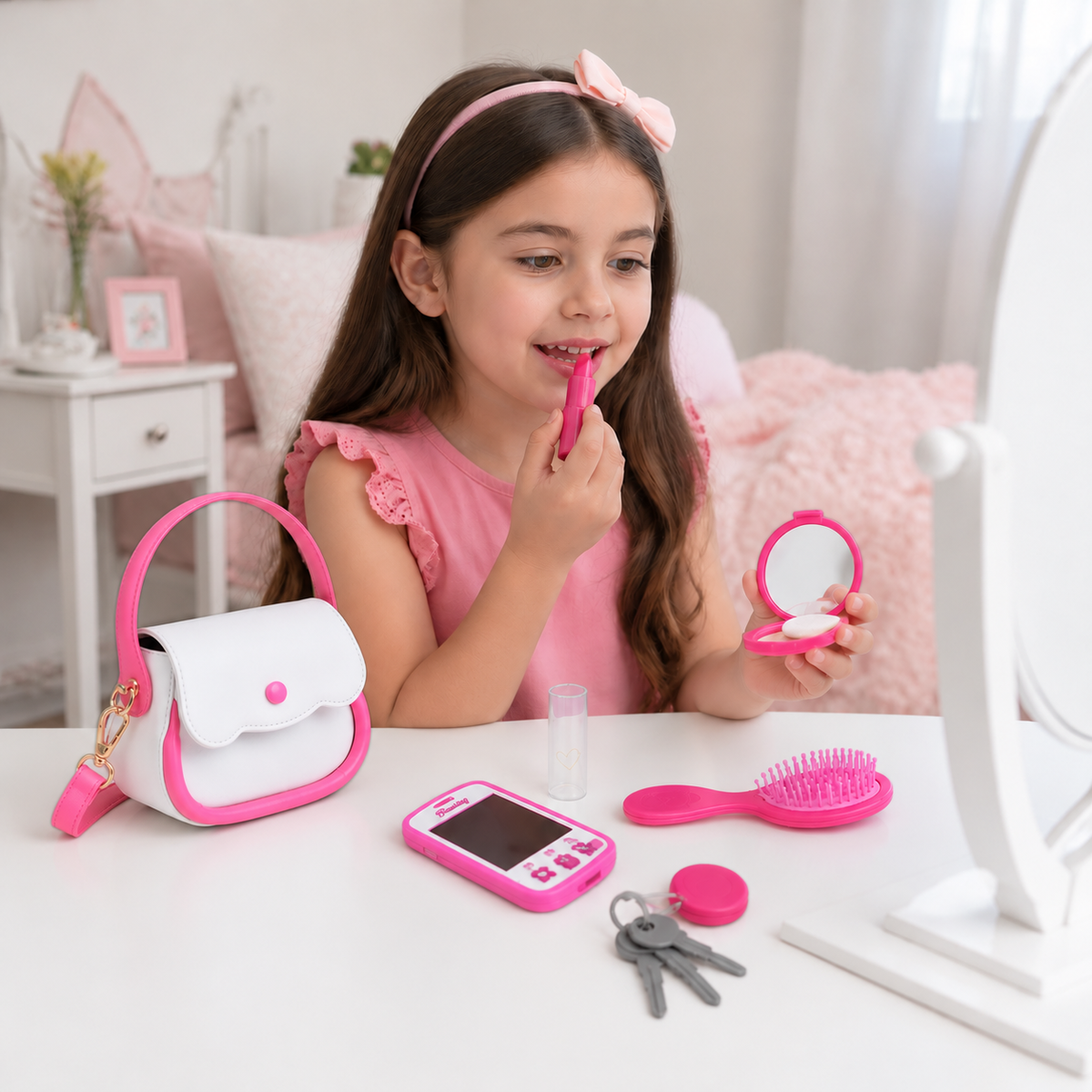 Kids Pretend Play Handbag Set with Phone, Makeup & Accessories