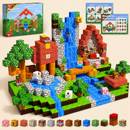 100-Piece Magnetic Building Cube Set – Montessori STEM Construction Toy for Kids