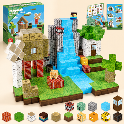 100-Piece Magnetic Building Cube Set – Montessori STEM Construction Toy for Kids