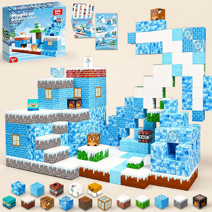 100-Piece Magnetic Building Cube Set – Montessori STEM Construction Toy for Kids