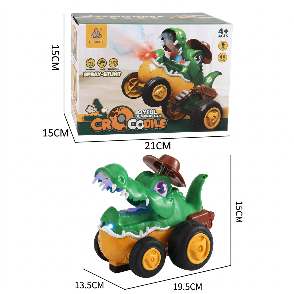 Remote Control Crocodile Stunt Car – Lights, Spray & Sound Effects