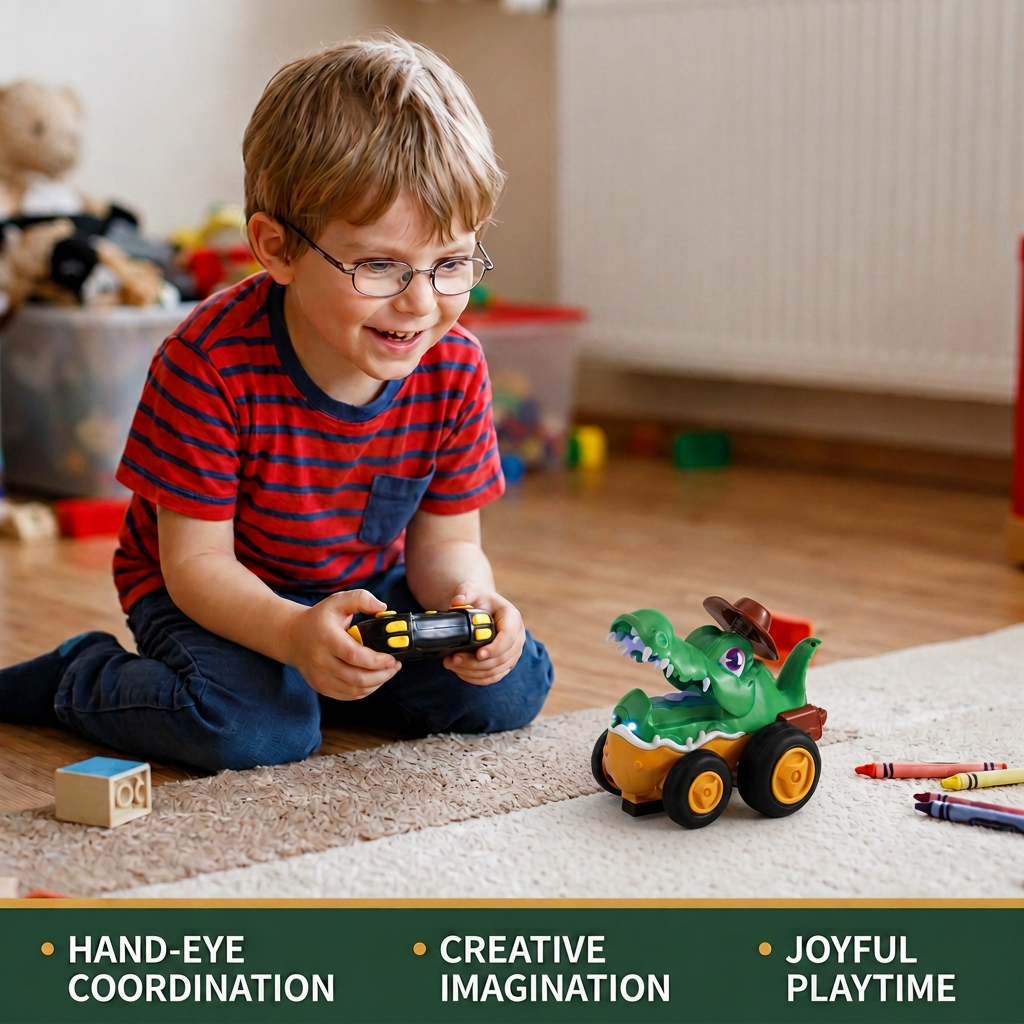 Remote Control Crocodile Stunt Car – Lights, Spray & Sound Effects