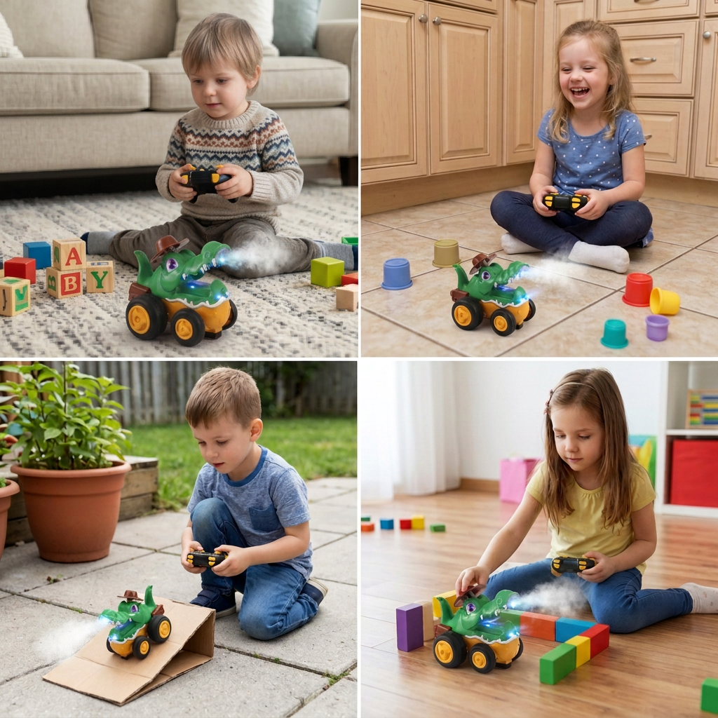 Remote Control Crocodile Stunt Car – Lights, Spray & Sound Effects