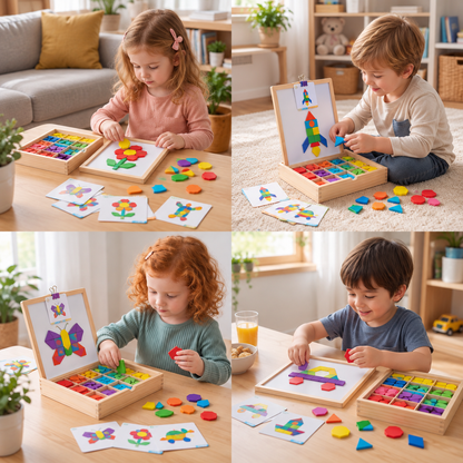 Wooden Magnetic Geometric Shape Puzzle for Kids