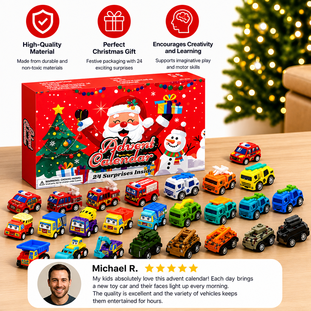 24-Day Cartoon Car Advent Calendar