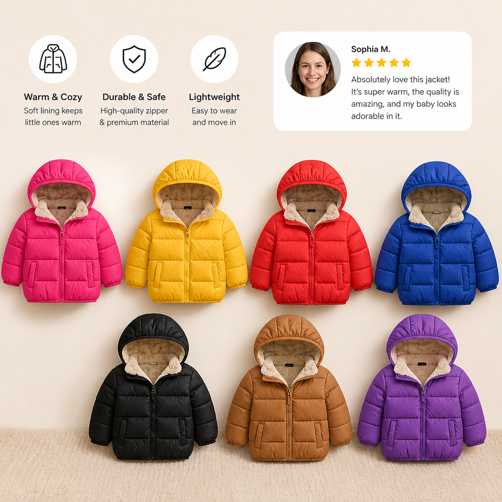 Fleece-Lined Baby & Toddler Puffer Jacket