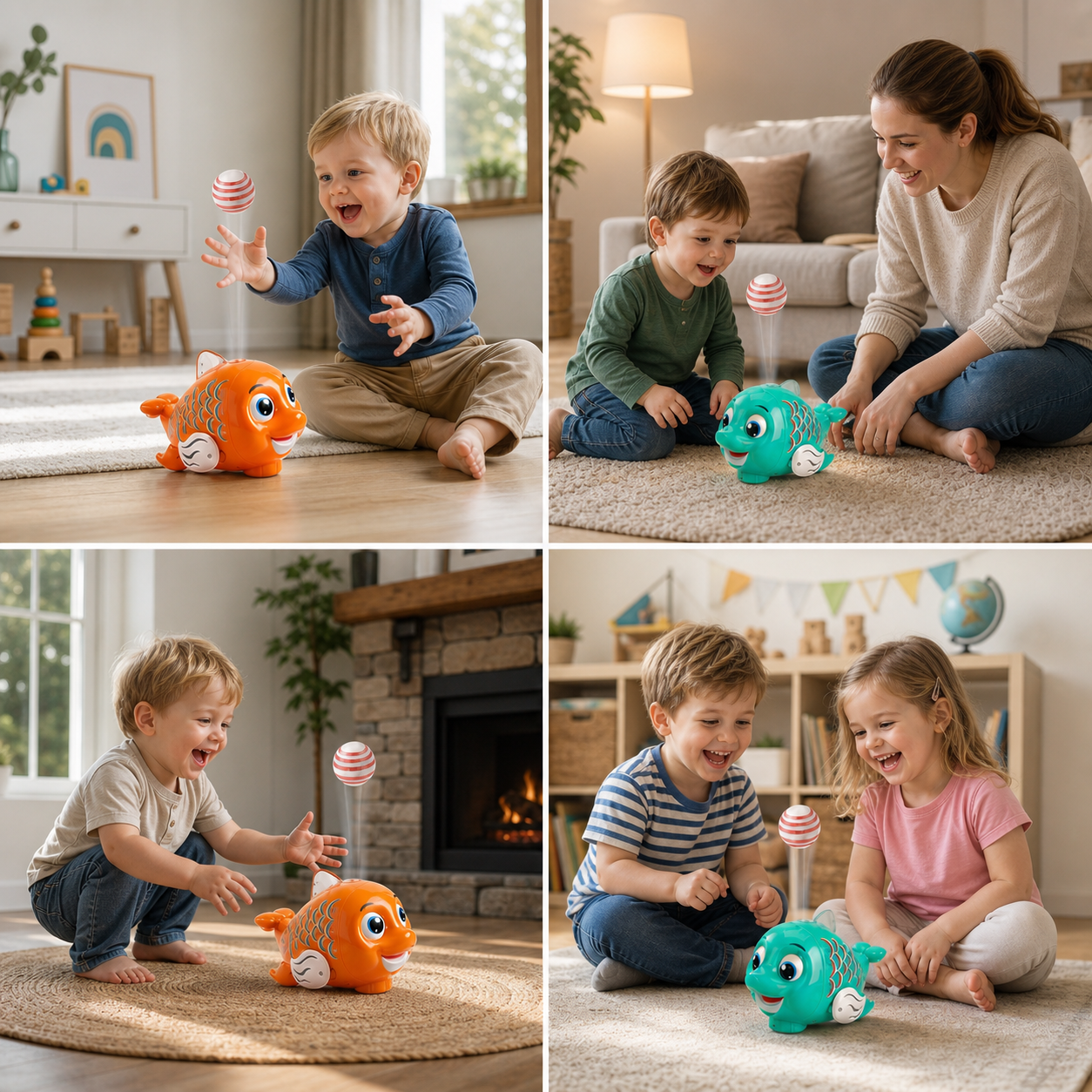 Interactive Floating Ball Fish Toy with Lights & Music