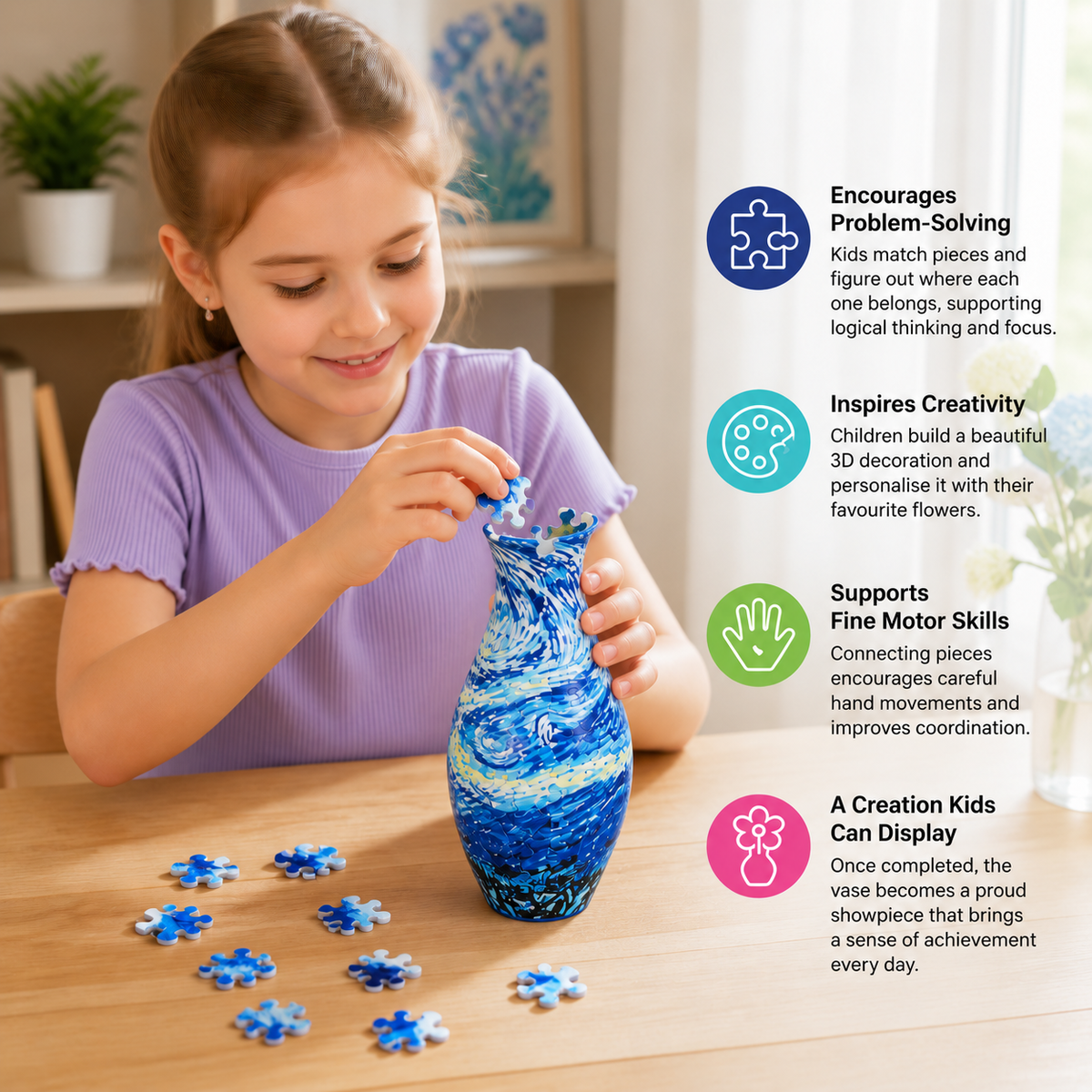 DIY 3D Jigsaw Puzzle Flower Vase