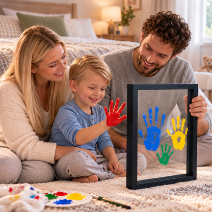 DIY Wooden Handprint Photo Frame Kit – Family Keepsake Set with Paints
