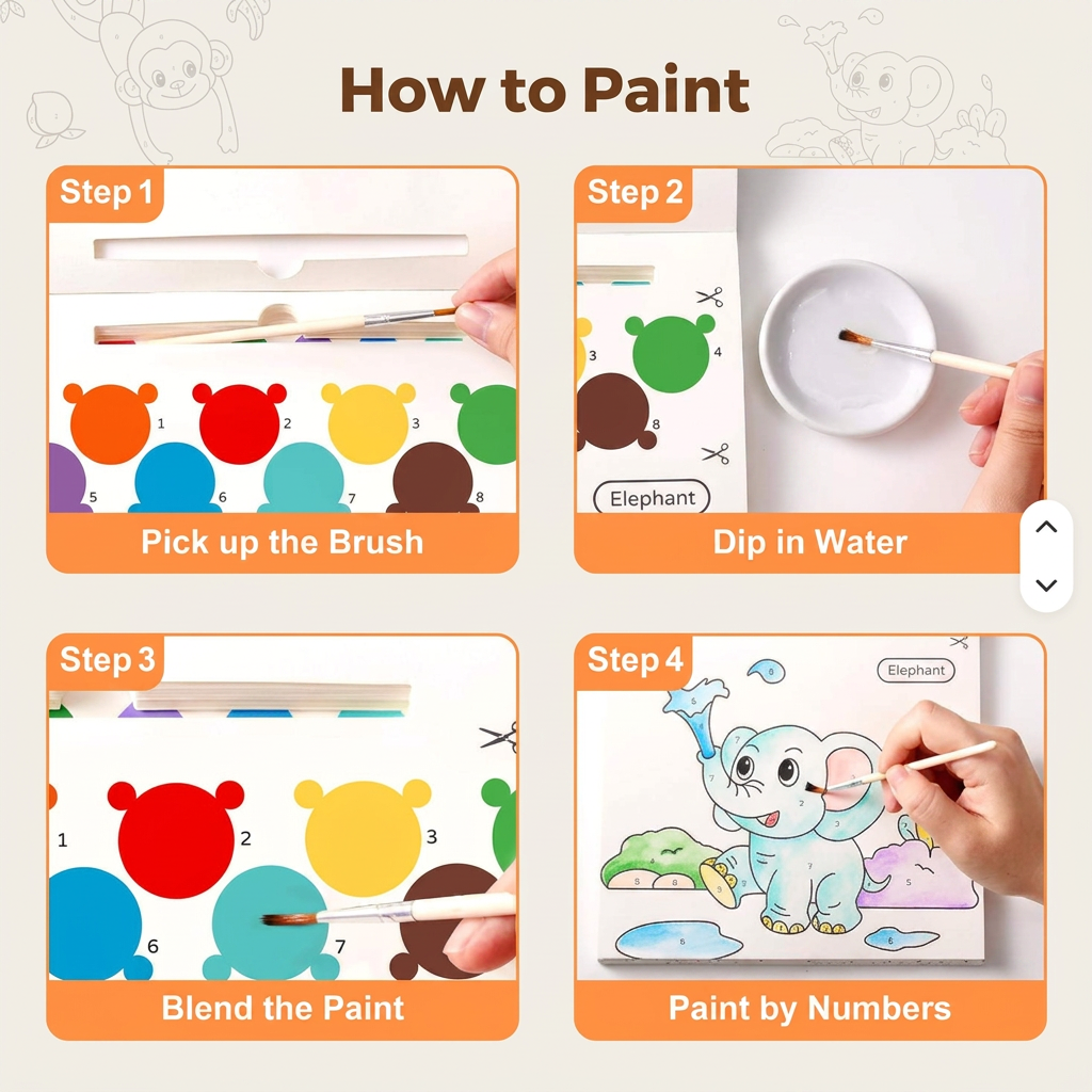 Watercolor Painting Book with Brush – Mess-Free Paint with Water Fun