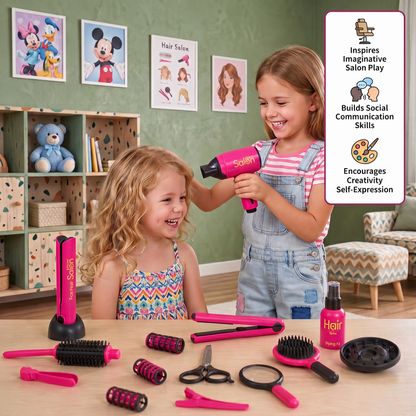 14-Piece Kids Hair Styling Salon Pretend Play Set