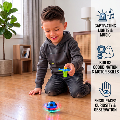 Interactive Light-Up Musical Spinning Top Toy for Kids