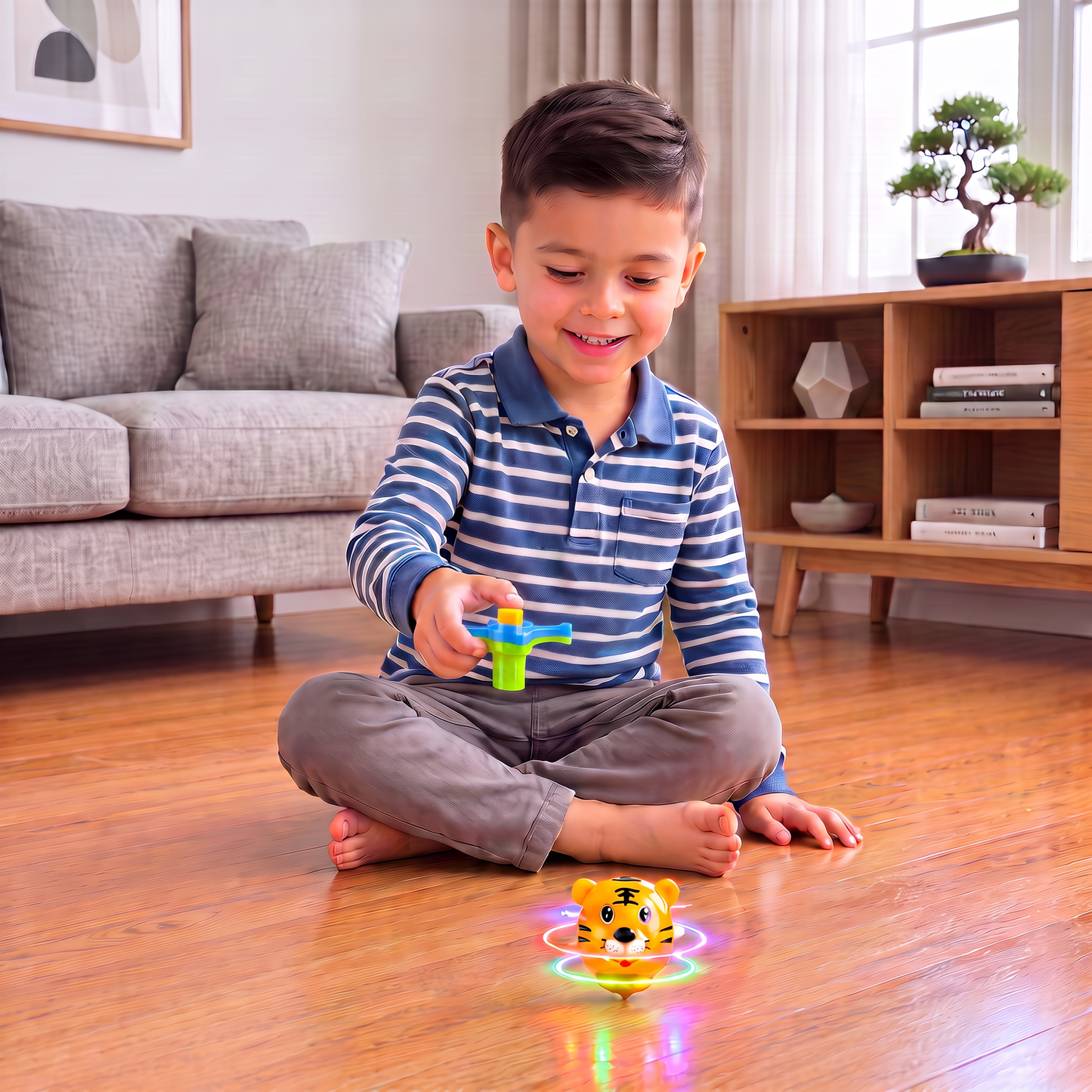 Interactive Light-Up Musical Spinning Top Toy for Kids