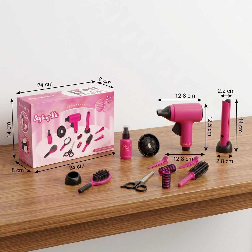 14-Piece Kids Hair Styling Salon Pretend Play Set