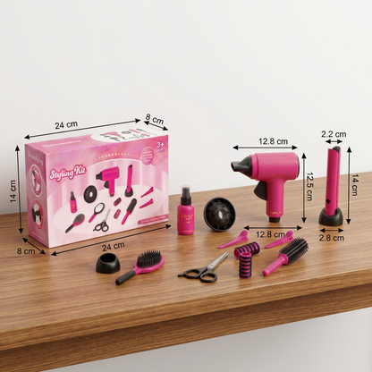 14-Piece Kids Hair Styling Salon Pretend Play Set