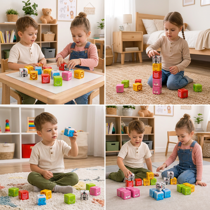 Toddler-Safe 4.2 cm Safari Animal Magnetic Building Cubes – STEM Learning Blocks